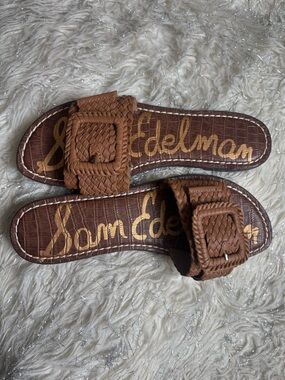 Sam Edelman Women’s Brown Gabriela Woven Buckle Slide Sandals Size 8.5